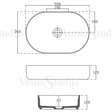 Pastatomas praustuvas Infinity Oval su dugno vožtuvu ir maišytuvas praustuvui BRUMA Leaf juodos matinės spalvos 6