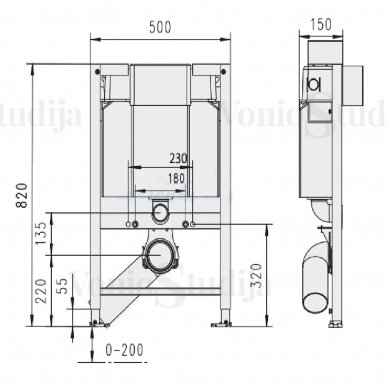 Pažemintas potinkinis wc rėmas Werit 82cm 3