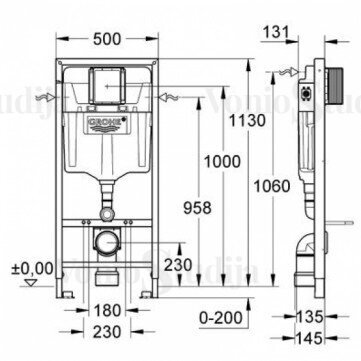 Potinkinis Grohe rėmas suchromo spalvos mygtuku ir pakabinamu wc Paula + lėtaeigis dangtis 8