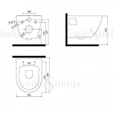 Potinkinis Grohe rėmas suchromo spalvos mygtuku ir pakabinamu wc Paula + lėtaeigis dangtis 5