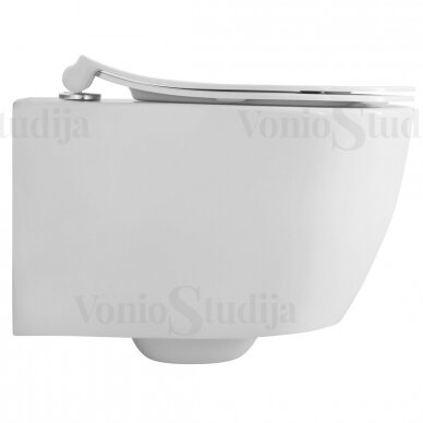 Ideal Standard plonas potinkinis wc rėmas PROSYS 80 M su tvirtinimais su juodos matinės spalvos mygtuku ir klozetas Sentimenti Rimless 36x51cm, su slim lėtaeigiu dangčiu 3