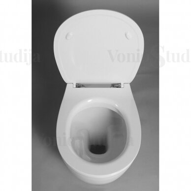 Ideal Standard plonas potinkinis wc rėmas PROSYS 80 M su tvirtinimais su juodos matinės spalvos mygtuku ir klozetas Sentimenti Rimless 36x51cm, su slim lėtaeigiu dangčiu 8