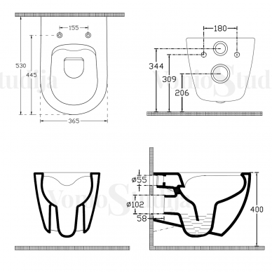 Potinkinis WERIT SWITCH rėmas su baltos spalvos mygtuku ir klozetas INFINITY Rimless su lėtaeigiu dangčiu 7