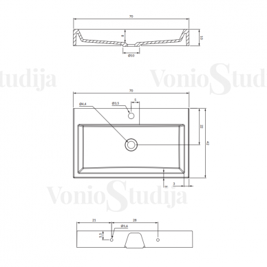 Praustuvas Omnires THASOS M+ 70x42cm 3