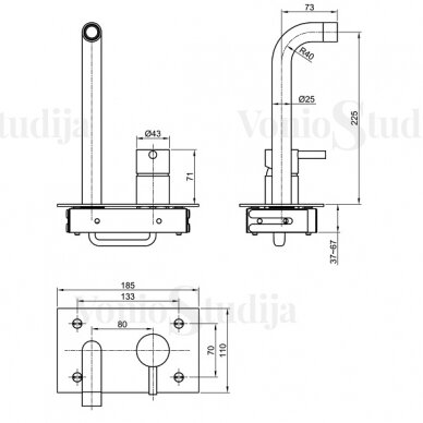 Praustuvo potinkinis maišytuvas Minimal steel 1