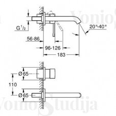 Grohe Essence New potinkinis praustuvo maišytuvas (snapo ilgis 183mm), brushed hard graphite spalvos