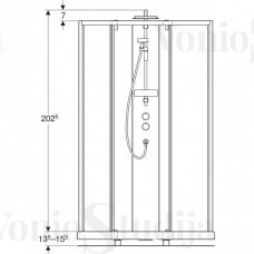 Skaidraus stiklo penkiakampis dušo boksas Showerama Contura Comfort 90x90 cm, baltu profiliu