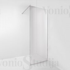 Šlifuoto nikelio spalvos dušo sienelė MERE BRUSHED NICKEL 100x200cm