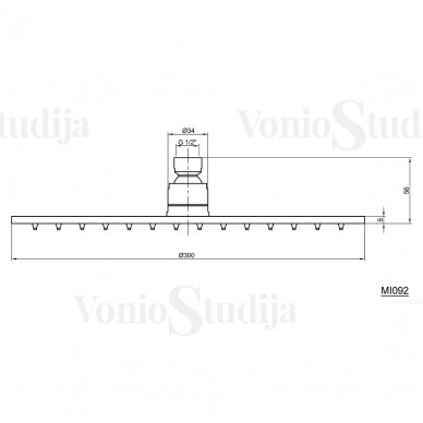 Stacionari dušo galva Minimal steel 30cm 1