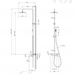 Termostatinė dušo sistema su stacionaria galva ir snapu Omnires vario spalvos