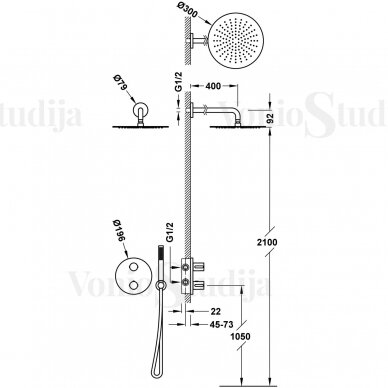 Tres termostatinė potinkinė dušo sistema THERM-BOX 26225004 chromo spalvos 1