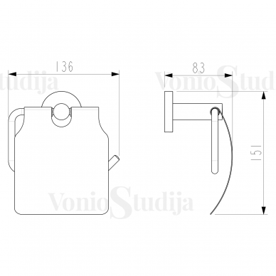 Tualetinio popieriaus laikiklis su uždanga Sapho X-ROUND BLACK 1