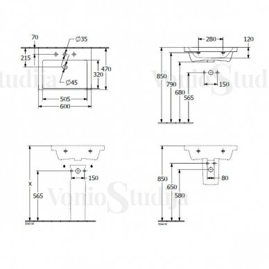 Villeroy&Boch praustuvas 60x47 cm Subway 3.0 su CeramicPlus danga 11