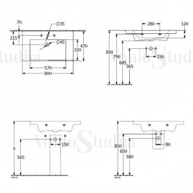 Villeroy&Boch praustuvas 800x470 mm Subway 3.0 su CeramicPlus danga 3