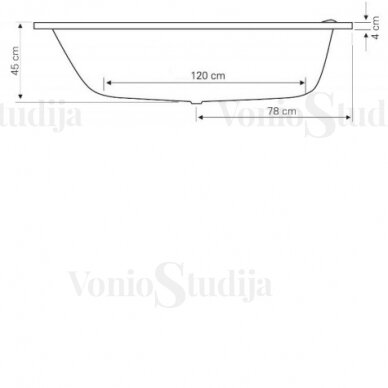 Vonia CIDLINA 160x105cm kairinė, kojomis ir sifonu komplekte 3