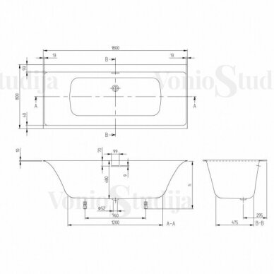 VILLEROY & BOSH Subway 3.0 Duo akrilinė vonia 80x180 cm 5