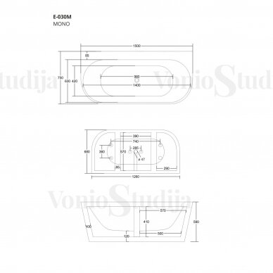 Vonia Corsan MONO 150cm, akrilinė su baltos spalvos clicklack 6