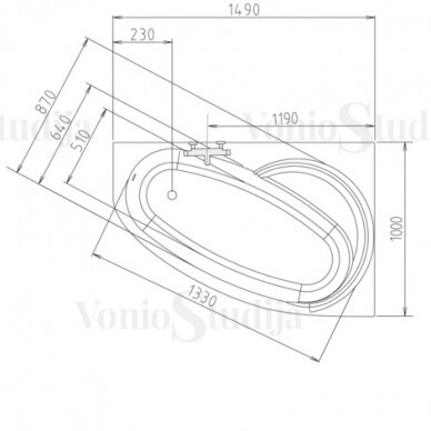 Vonia NAOS R 150x100x43cm Akrilinė 19111 9