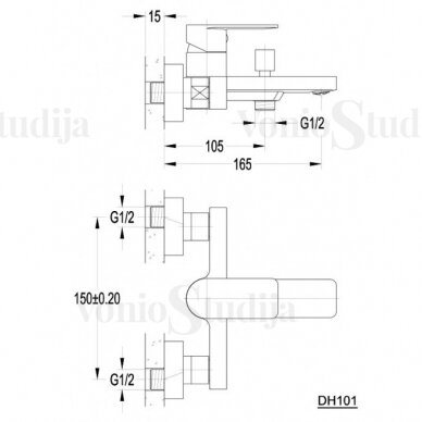 Vonios maišytuvas Aqualine Daphne DH101 1