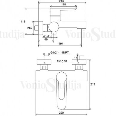 Vonios maišytuvas Ravak Puri 150 mm 4