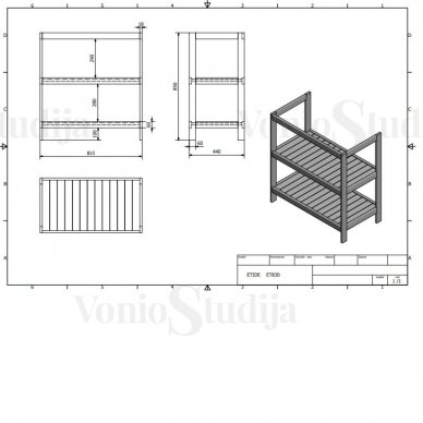 Vonios spintelė Etide su praustuvu 85cm 12