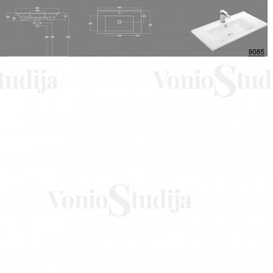 Vonios spintelė Etide su praustuvu 85cm 10