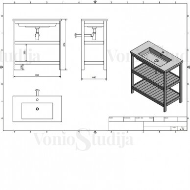 Vonios spintelė Etide su praustuvu 85cm 11