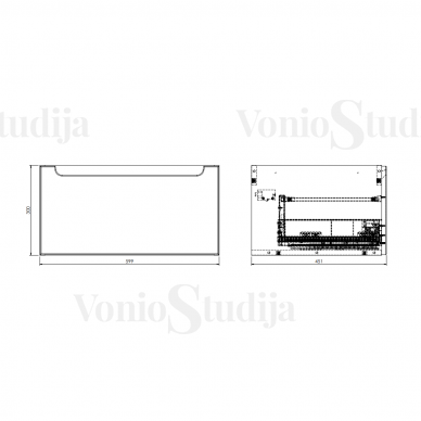 Vonios spintelė pastatomam praustuvui Stilla 39x60x22 cm baltos spalvos 2